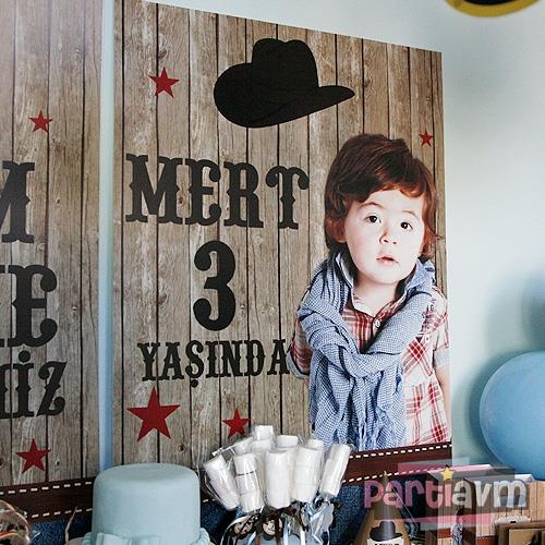 Sevimli Kovboy Doğum Günü Süsleri 70x100 cm Katlanmaz Pano Afiş Büyük Boy Resimli