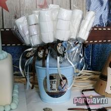 Partiavm Sevimli Kovboy Doğum Günü Süsleri Marshmallow Etiketli Kovada 10 Adet Kurdeleli Çubuklu İkramlık satın al