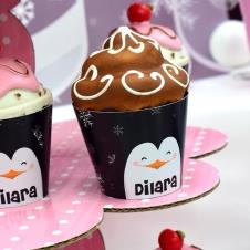 Partiavm Sevimli Penguenler Doğum Günü Cupcake Sargısı 10 Adet