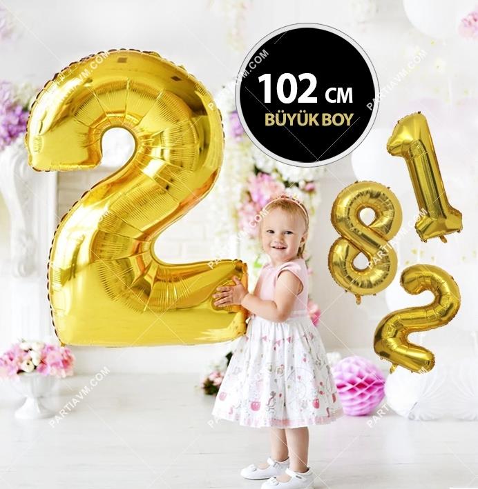 SFHB01A Altın Folyo Rakamlı Balon 102cm 