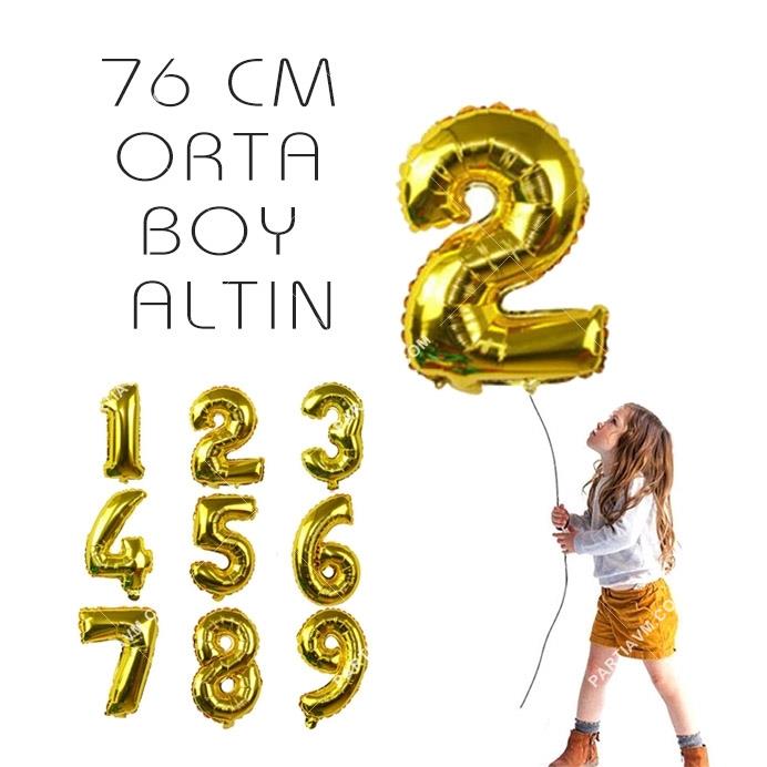 SFHB01B Altın Folyo Rakamlı Balon Orta Boy 76cm