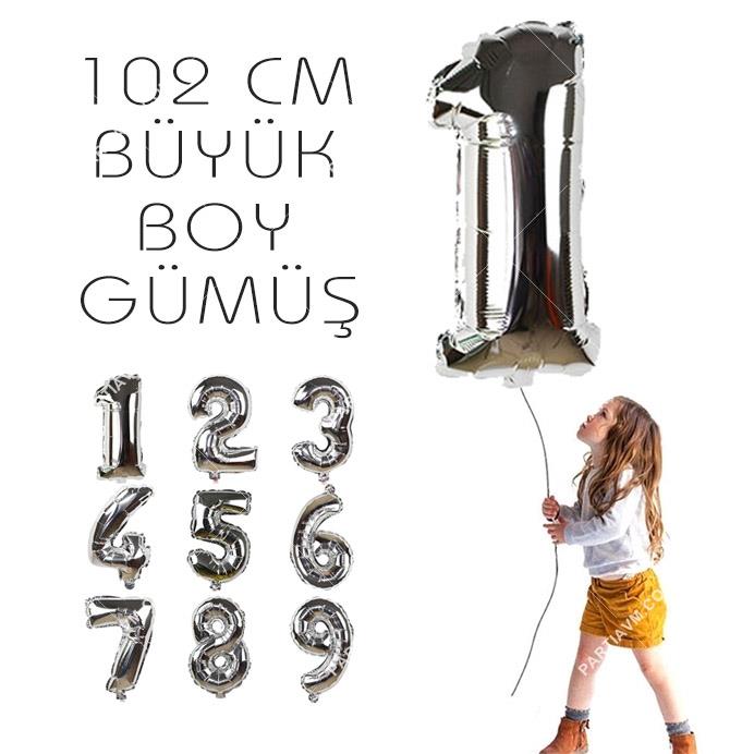 SFHB02A Gümüş Folyo Rakamlı Balon Büyük Boy 102cm