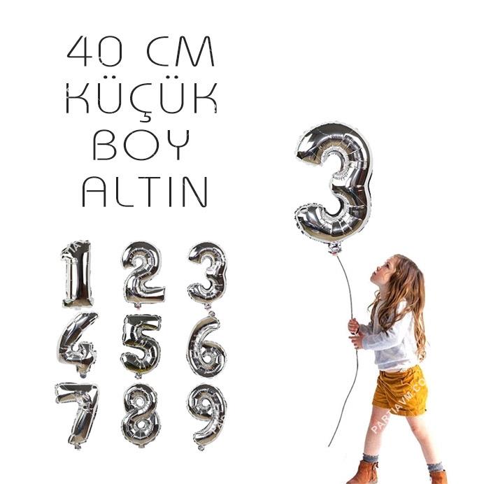 SFHB02C Gümüş Folyo Rakamlı Balon Küçük Boy 40cm