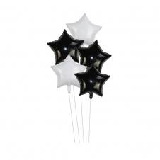 SAMM Siyah Beyaz Yıldız Balon Demeti 5li