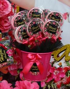 Partiavm Siyah Fuşya Vintage Doğum Günü Lolipop Şeker Etiketli Kovada Süslemeli 10 Adet satın al