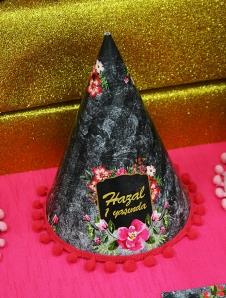 Partiavm Siyah Fuşya Vintage Doğum Günü Parti Şapkası Süslemeli 5 Adet satın al