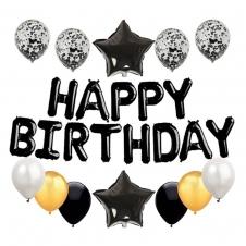 SAMM Siyah Happy Birthday Balon Seti 25li satın al