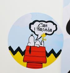Partiavm Snoopy Doğum Günü 20 cm Önlü Arkalı Baskı Kalın Karton Misinalı Asma Süs