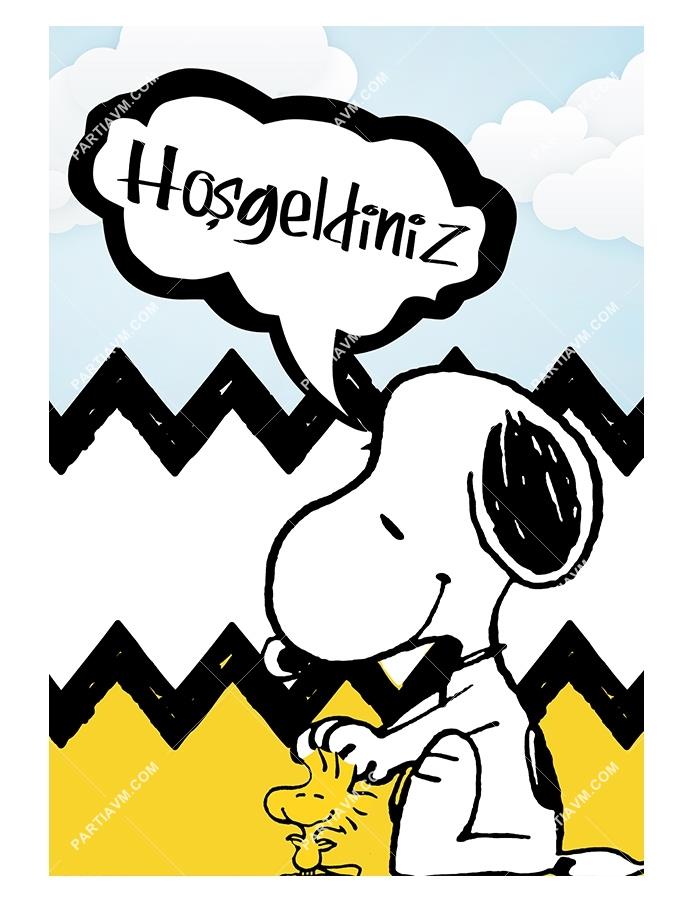Snoopy Doğum Günü 70x100 cm Yırtılmaz Branda Afiş