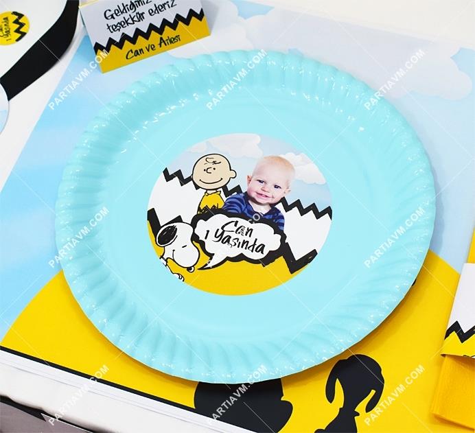 Snoopy Doğum Günü Etiketli Karton Tabak 5 Adet