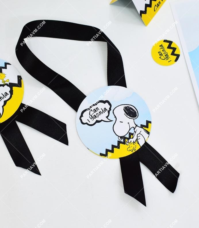 Snoopy Doğum Günü Karton Sunum Etiketi Kurdele Askılı 5 Adet