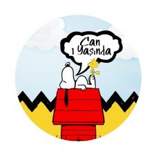 Partiavm Snoopy Doğum Günü Yuvarlak Etiket 7.5 cm 10 Adet