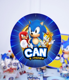 Partiavm Sonic Doğum Günü Süsleri 20 cm Önlü Arkalı Baskı Kalın Karton Misinalı Asma Süs satın al