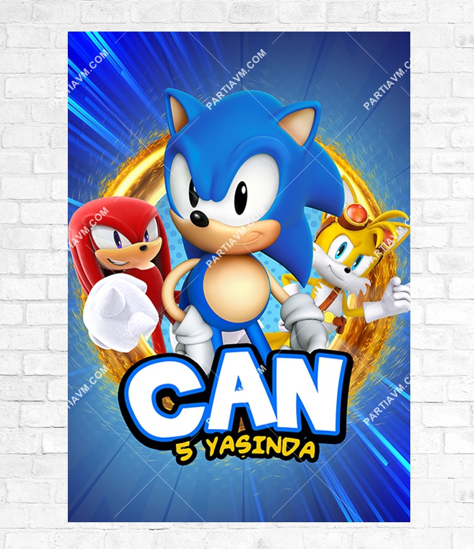 Sonic Doğum Günü Süsleri 70x100 cm Yırtılmaz Branda Afiş
