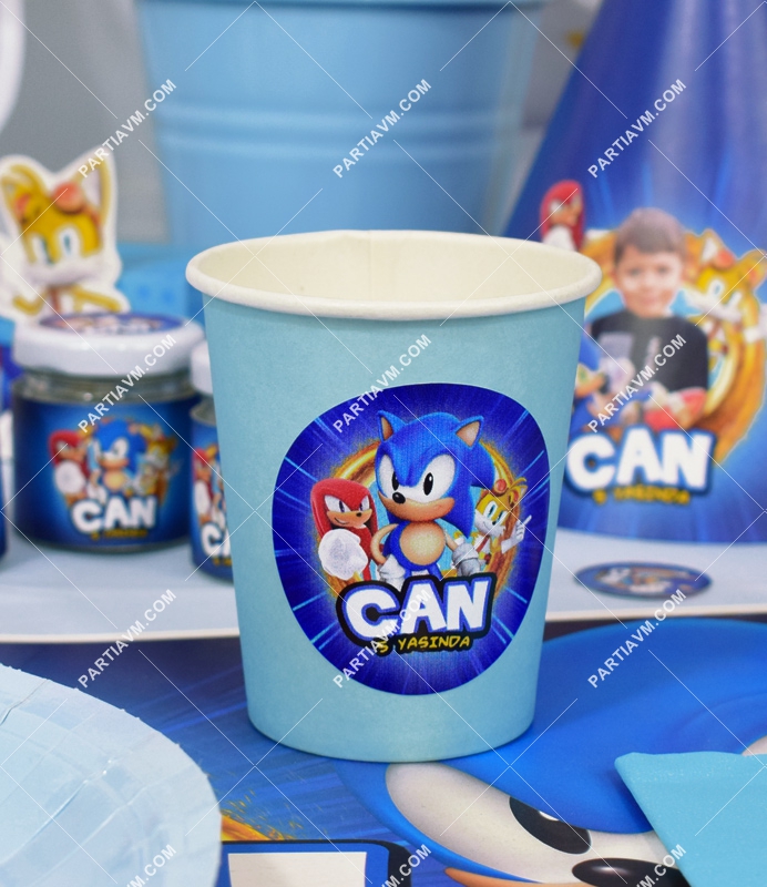 Sonic Doğum Günü Süsleri Etiketli Karton Bardak 5 Adet