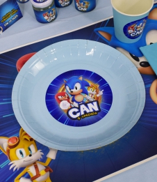 Partiavm Sonic Doğum Günü Süsleri Etiketli Karton Tabak 5 Adet