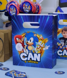 Partiavm Sonic Doğum Günü Süsleri Hediye Çantası Özel Tasarım 13 X 16 cm 5 Adet