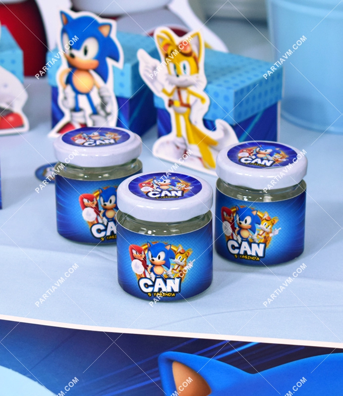Sonic Doğum Günü Süsleri Hediyelik Etiketli Cam Kavanozda Top Sakız