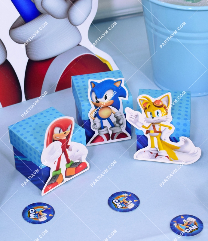 Sonic Doğum Günü Süsleri Karakterli Karton Kutu 5 Adet