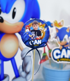 Partiavm Sonic Doğum Günü Süsleri Kürdan Süs Seti Büyük Boy 10 Adet