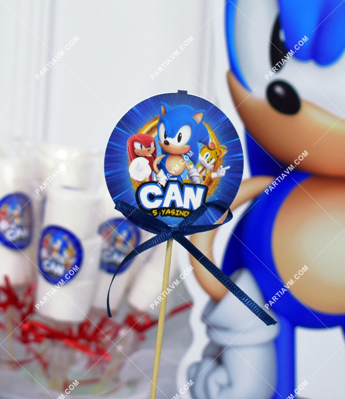 Sonic Doğum Günü Süsleri Kürdan Süs Seti Büyük Boy 10 Adet