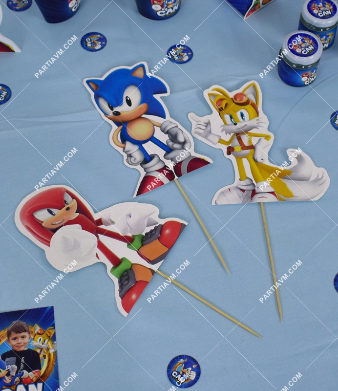 Sonic Doğum Günü Süsleri Kürdan Süs Seti Karton Karakterler 6 Adet