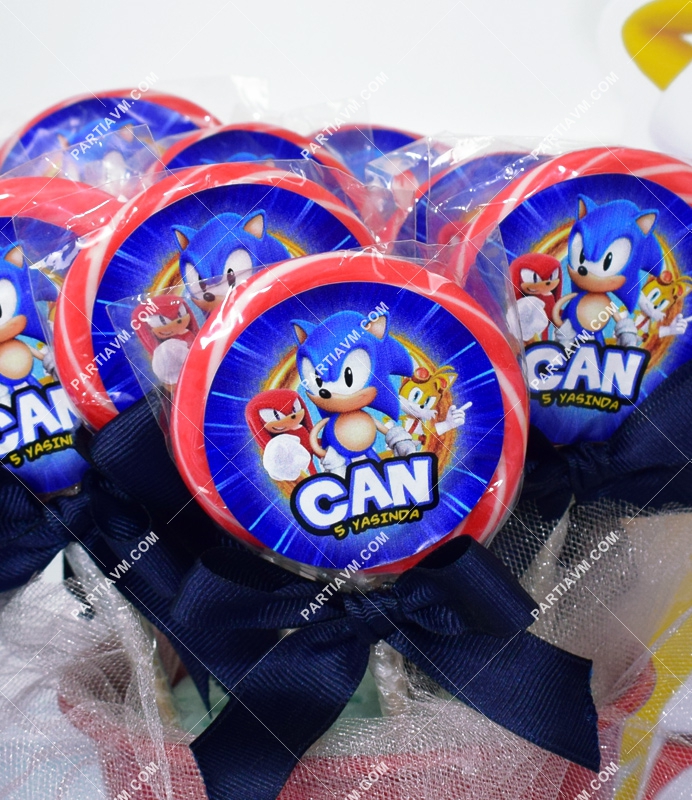 Sonic Doğum Günü Süsleri Lolipop Şeker Etiketli Süslemeli 10 Adet