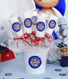 Partiavm Sonic Doğum Günü Süsleri Marshmallow Etiketli Kovada 10 Adet Kurdeleli Çubuklu İkramlık satın al