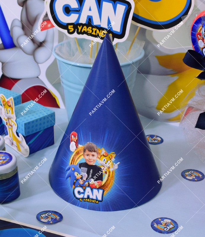 Sonic Doğum Günü Süsleri Parti Şapkası 5 Adet