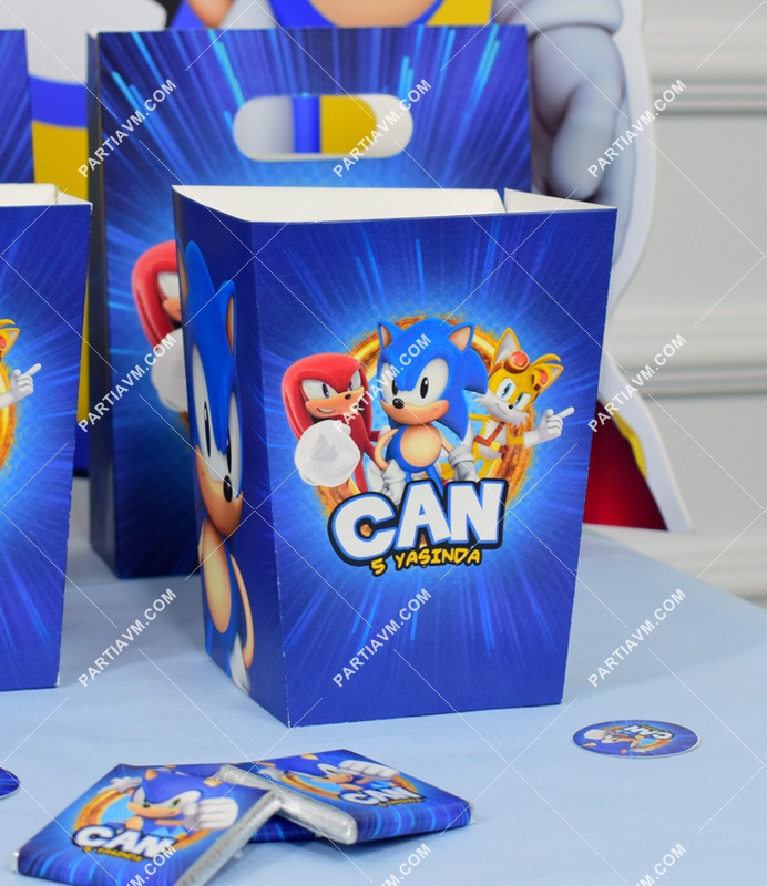 Sonic Doğum Günü Süsleri Popcorn Kutusu 5 Adet