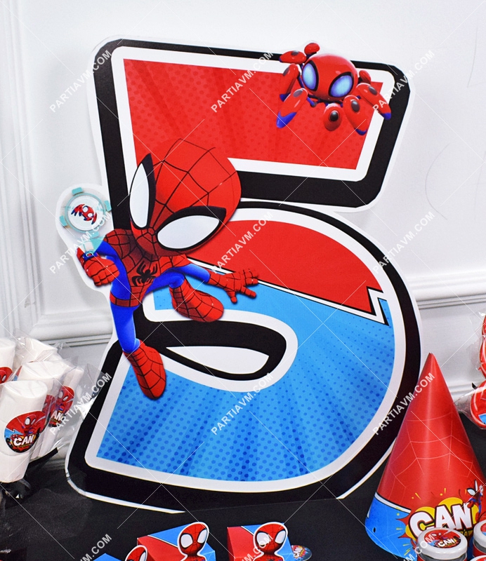 Spidey Örümcek Adam Doğum Günü Konsepti 50 cm Rakam Dekor Pano