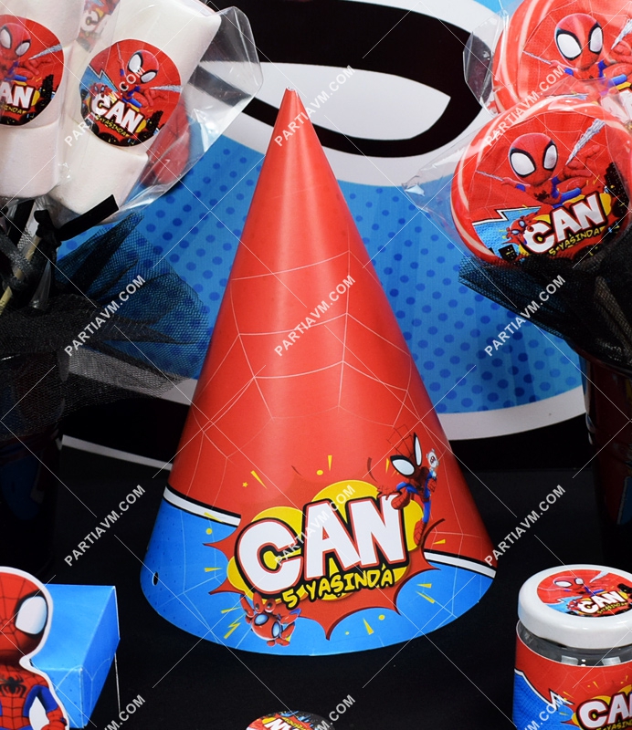 Spidey Örümcek Adam Doğum Günü Parti Şapkası 5 Adet
