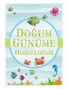 Partiavm Su Dünyası Doğum Günü 70x100 cm Yırtılmaz Branda Afiş