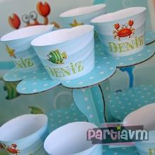 Partiavm Su Dünyası Doğum Günü Süsleri Cupcake Sargısı 10 Adet