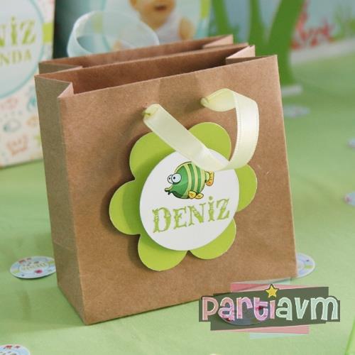 Su Dünyası Doğum Günü Süsleri Hediye Çantası Etiketli Kurdeleli Boyutlu 10 X 10 cm 5 Adet