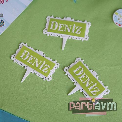 Su Dünyası Doğum Günü Süsleri Kürdan Süs Seti Mini Boy Plastik Çerçeveli 10 lu Paket