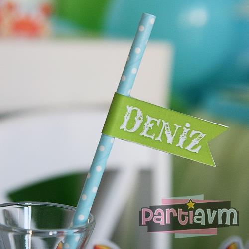 Su Dünyası Doğum Günü Süsleri Pipet Etiketli 5 Adet