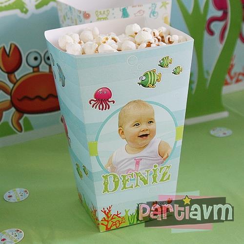 Su Dünyası Doğum Günü Süsleri Popcorn Kutusu 5 Adet