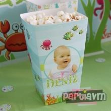 Partiavm Su Dünyası Doğum Günü Süsleri Popcorn Kutusu 5 Adet