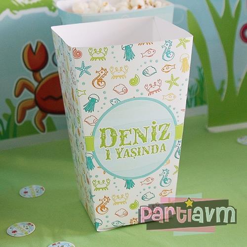 Su Dünyası Doğum Günü Süsleri Popcorn Kutusu 5 Adet