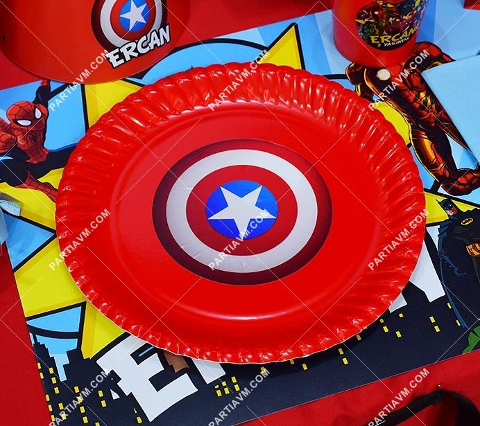 Süper Kahramanlar Doğum Günü Etiketli Karton Tabak 5 Adet