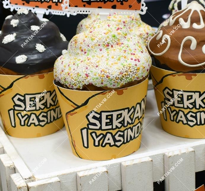 Taş Devri Doğum Günü Cupcake Sargısı 10 Adet