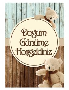 Partiavm Teddy Bear Doğum Günü 70x100 cm Yırtılmaz Branda Afiş satın al