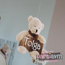 Partiavm Teddy Bear Doğum Günü Süsleri 20 cm Önlü Arkalı Baskı Kalın Karton Misinalı Asma Süs