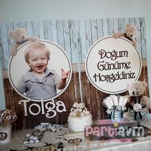 Partiavm Teddy Bear Doğum Günü Süsleri 70x100 cm Katlanmaz Pano Afiş 2 Adet Fotoğraflı Ekonomik Fiyat