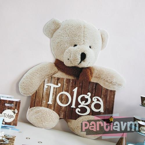 Teddy Bear Doğum Günü Süsleri 70x70 cm Özel Kesim Ayıcıklı Pano