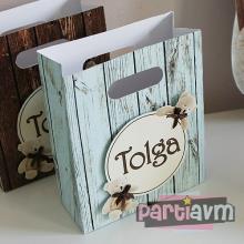 Partiavm Teddy Bear Doğum Günü Süsleri Hediye Çantası Özel Tasarım 13 X 16 cm Boyutlu 5 Adet