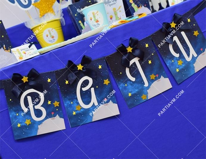 The Little Prince Banner İsim Kurdele ve Simli Yıldız Süslemeli