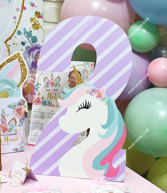 Unicorn Doğum Günü 45 cm Rakamlı Unicorn Dekor Pano