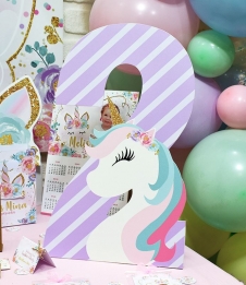 Partiavm Unicorn Doğum Günü 45 cm Rakamlı Unicorn Dekor Pano